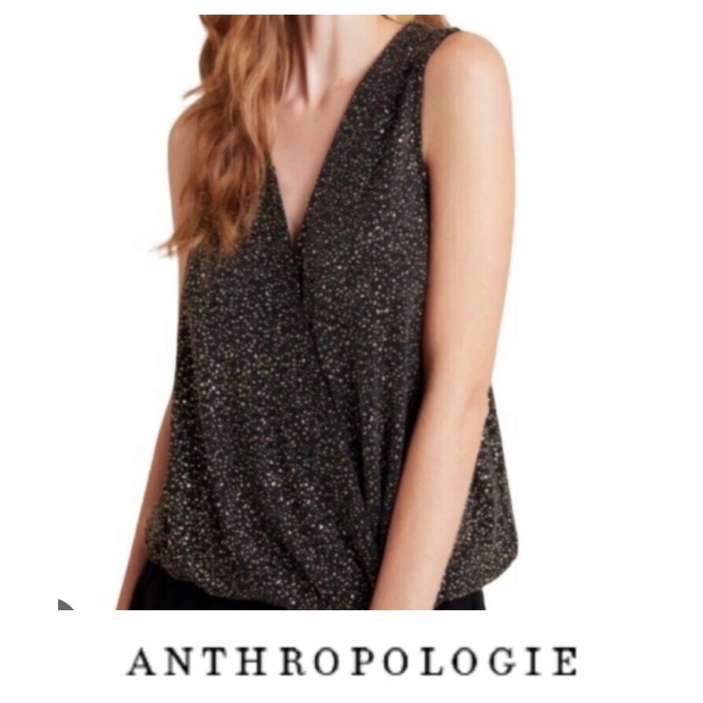Anthropologie Eri+ Ali Black Glitter Blouse